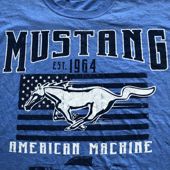 Mustang Ford Est. 1964 Blue Printed Vintage T-Shirt Men’s Size XL Classic Tee - Picture 10 of 14